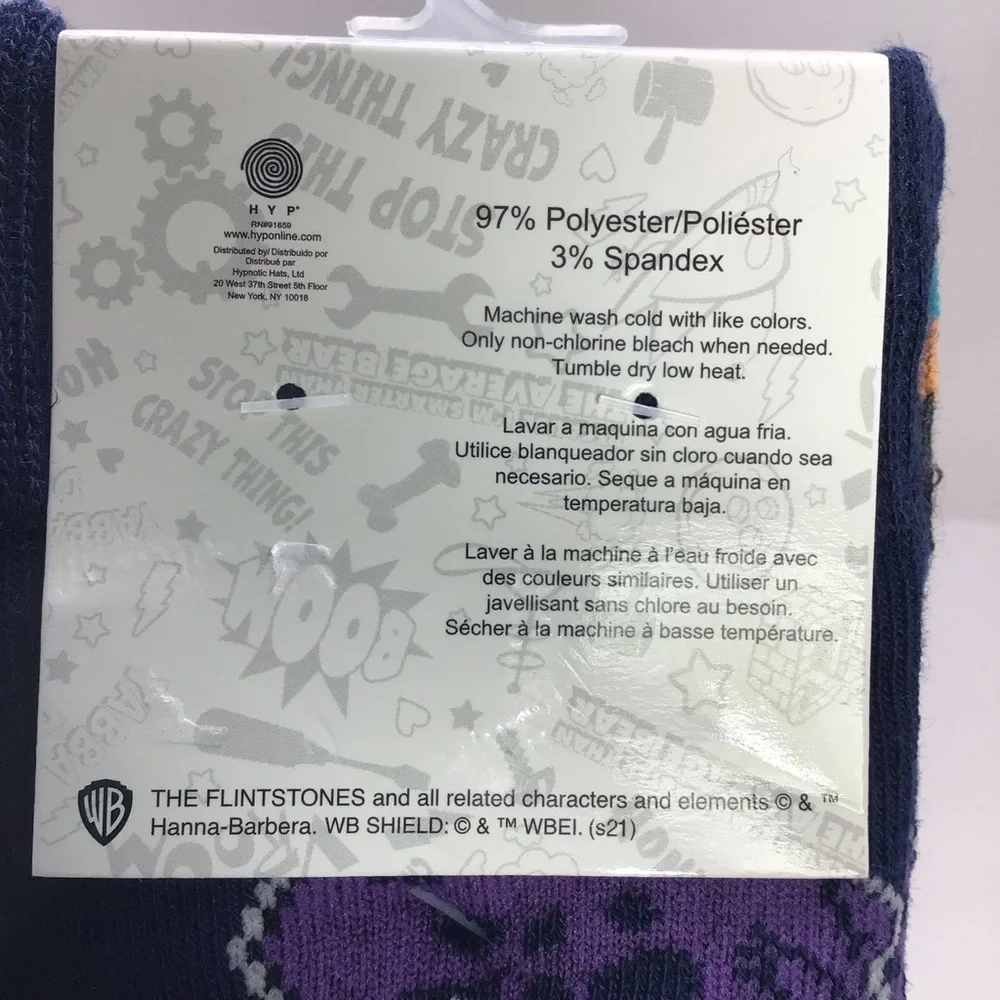 (2) Pairs The Flintstones Mens Novelty Crew Socks